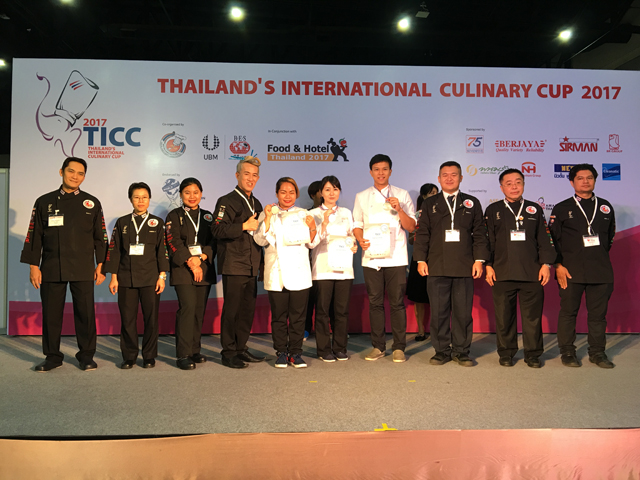 2017年9月　Thailand`s International Culinary Cup 2015(TICC)（タイ王国・バンコク） Live部門(団体戦）シルバーメダル2チーム個人戦シルバーメダル2名ブロンズメダル3名